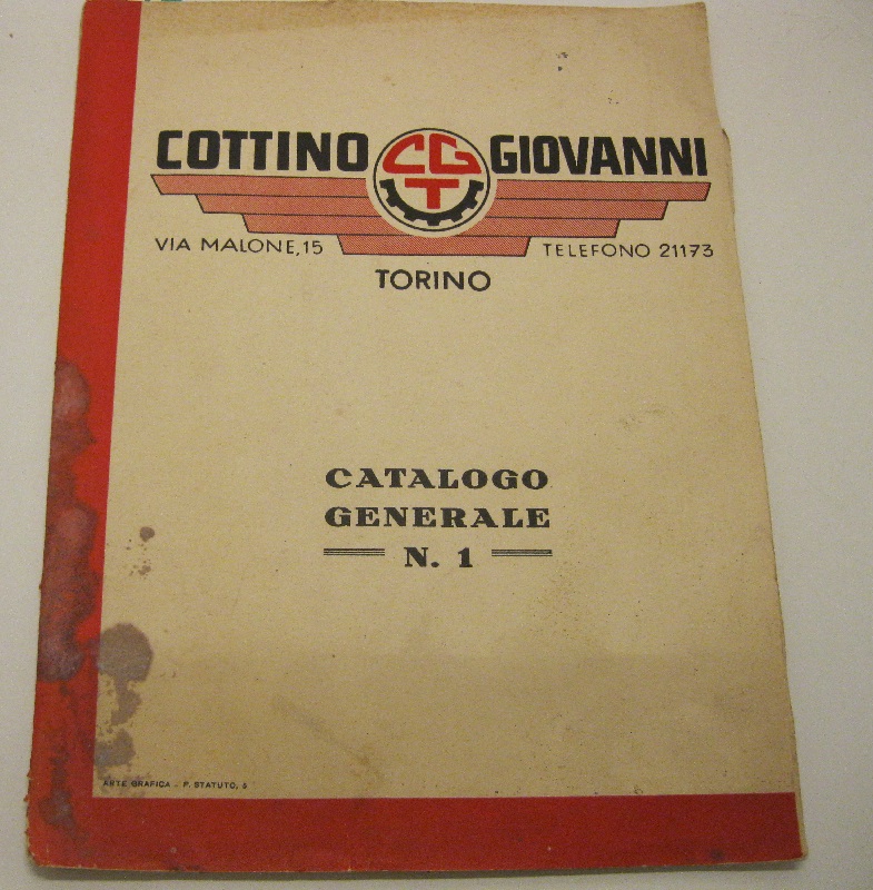 Cottino Giovanni. Catalogo generale, n. 1. Officina specializzata di: macchine, apparati, frese, seghe, mecchie, coltelli e utensili per la lavorazione del legno